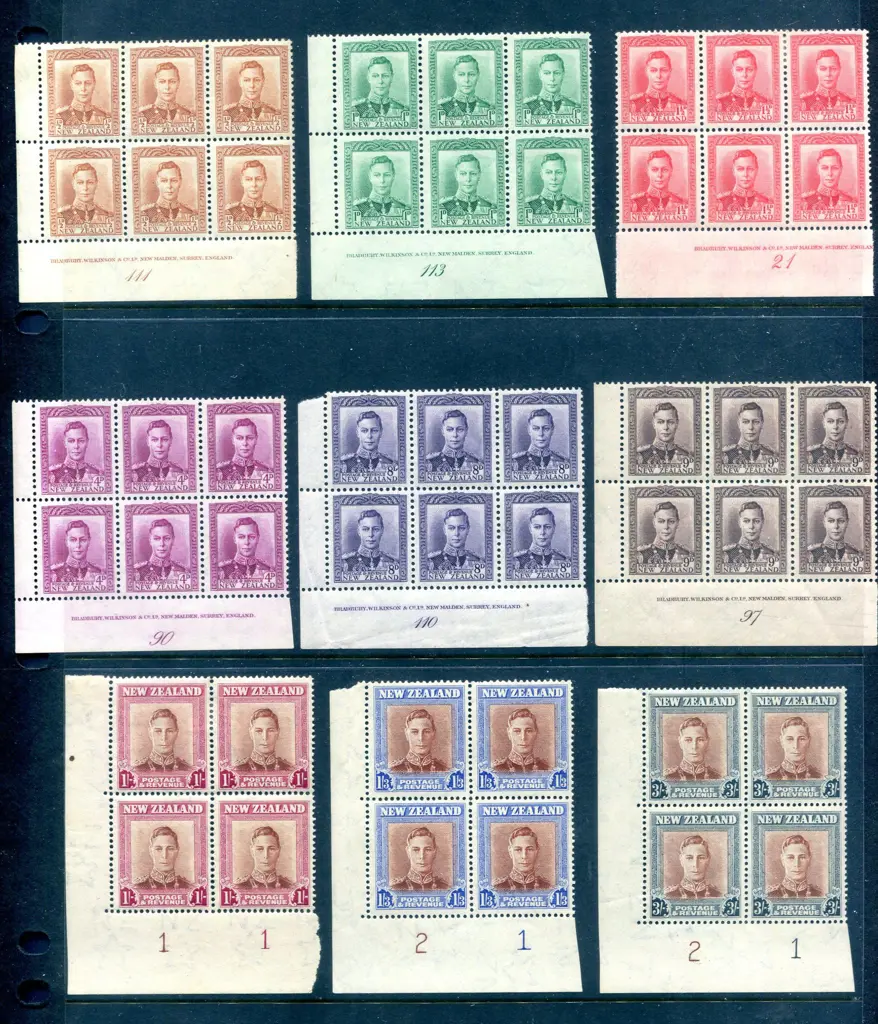 1938/44 ½d orange-brown, 1d green, 1½d scarlet, ... Image 1++