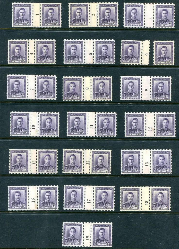 1947 8d KGVI counter-coil pairs with numbers 1 to ... Image 1++