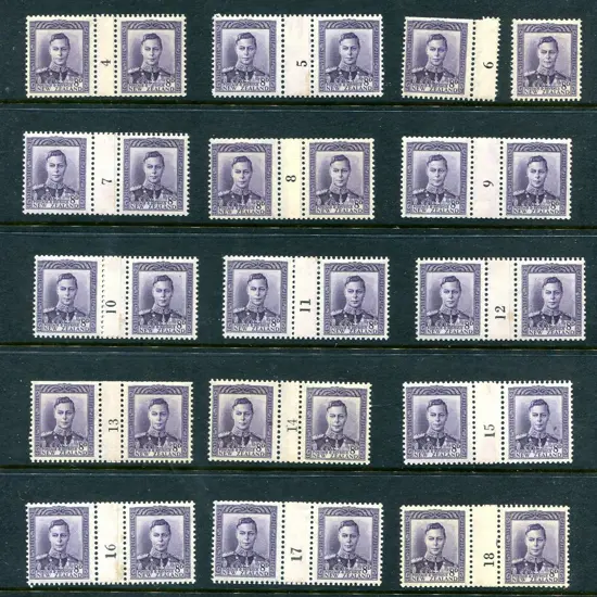 1947 8d KGVI counter-coil pairs with numbers 1 to ...