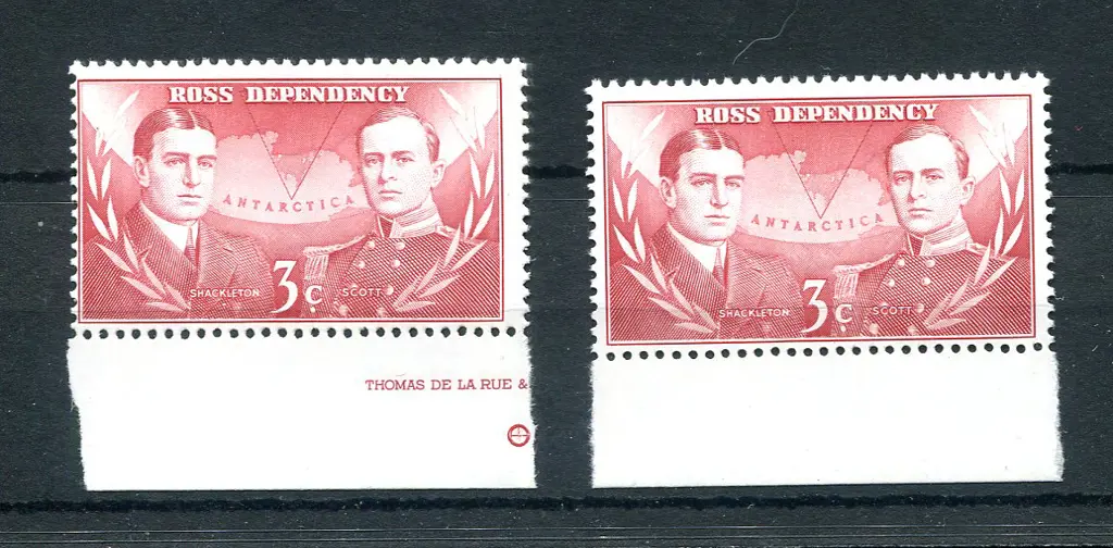 1967 3¢ carmine-red bottom marginal singles x 2. ... Image 1++