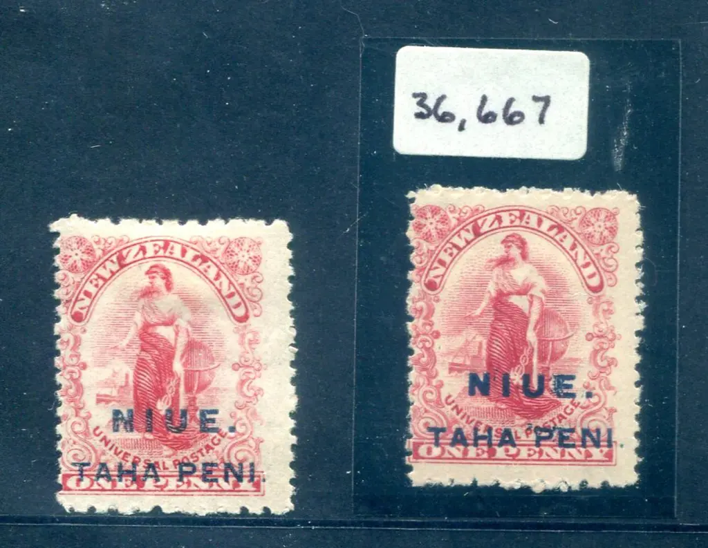 Niue 1902 1d carmine on Basted Mills paper with ... Image 1++