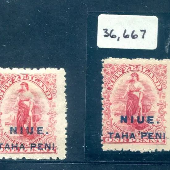 Niue 1902 1d carmine on Basted Mills paper with ...