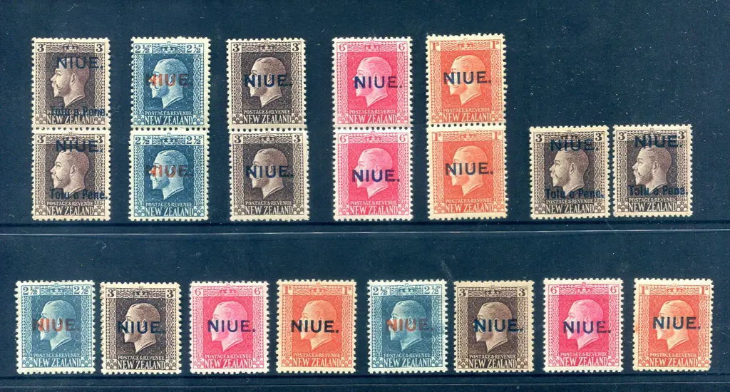 1917/21 2½d to 1/- "NIUE." ovpts on NZ KGV recess ... Image 1++