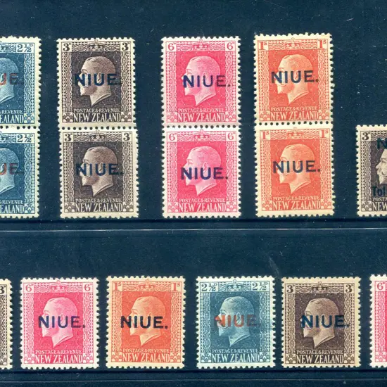1917/21 2½d to 1/- "NIUE." ovpts on NZ KGV recess ...