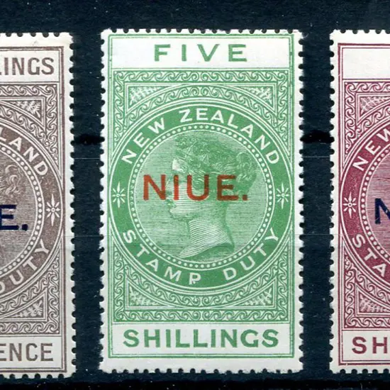 1918/29 2/- to £1 "NUIE." ovpts on NZ Postal ...