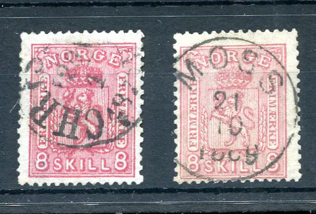 Norway 1867/68 8s sans-serif 8 in both shades. F/U ... Image 1++
