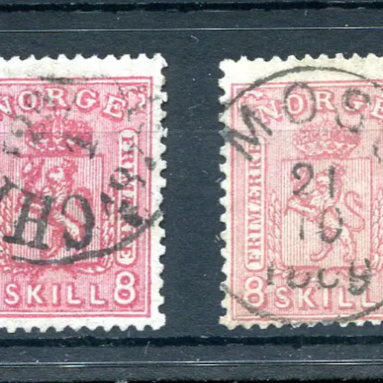 Norway 1867/68 8s sans-serif 8 in both shades. F/U ...