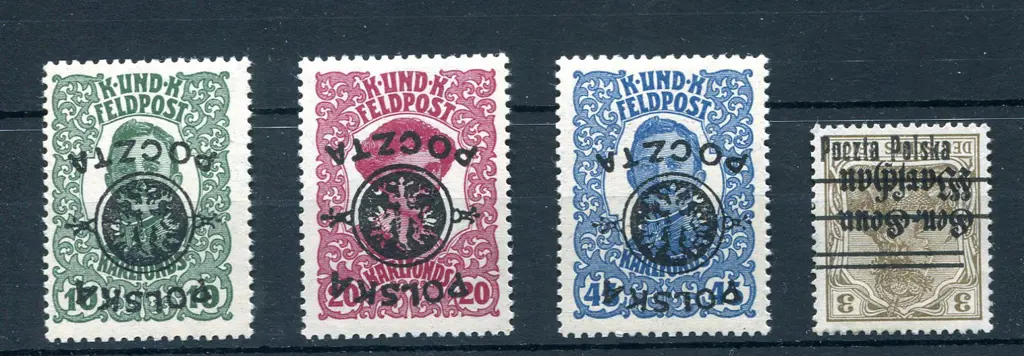 1918 Ovpts on Austria Charles & Zita inverted wmk ... Image 1++