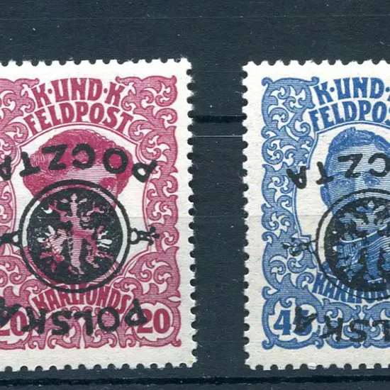1918 Ovpts on Austria Charles & Zita inverted wmk ...