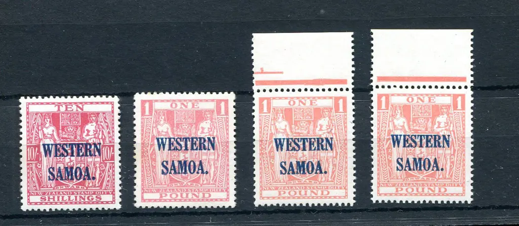 Samoa 1945/53 10/- & £1 Postal fiscals ovptd ... Image 1++
