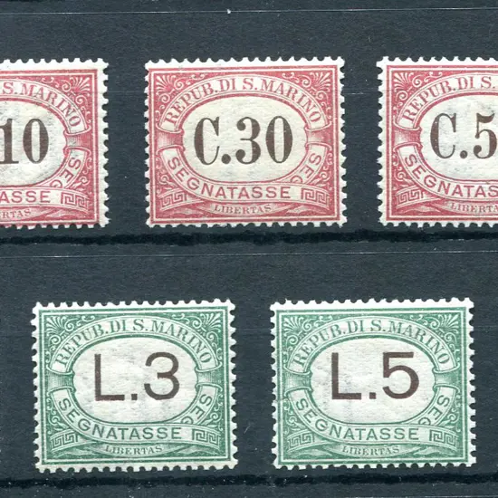 San Marino 1924 Postage Due set of 9. Fresh MUH. ...