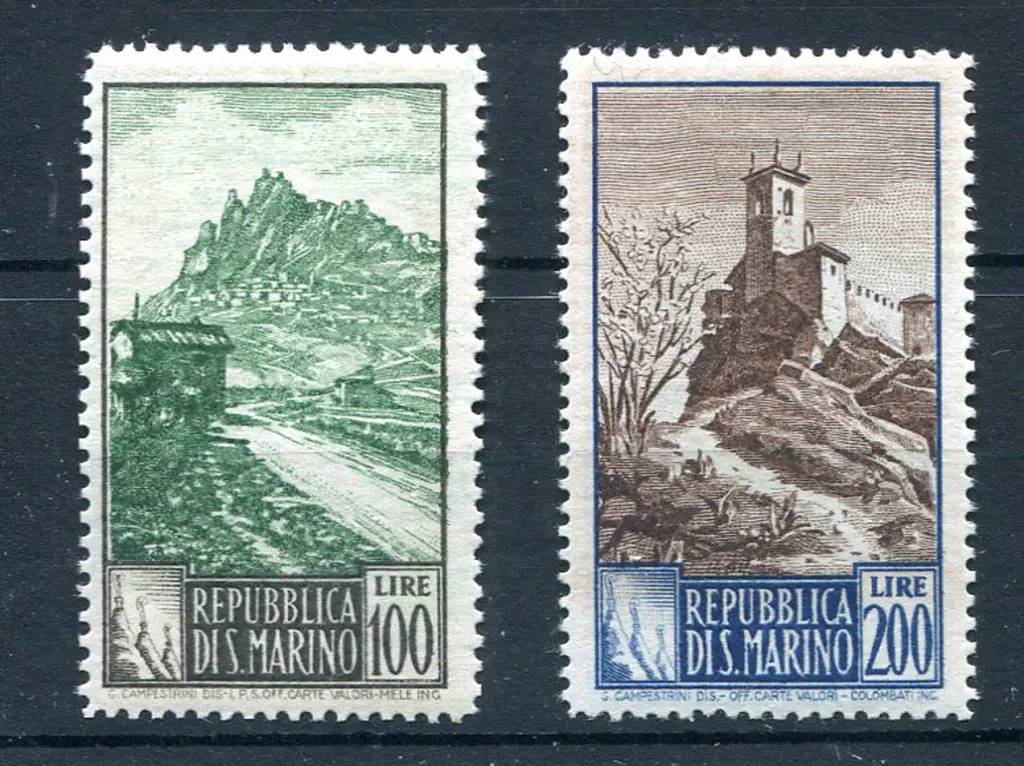 1949/50 100l Mount Titano & 200l Guaita Tower. ... Image 1++
