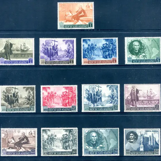 1952 Columbus set of 13. Majority MUH, odd low val ...