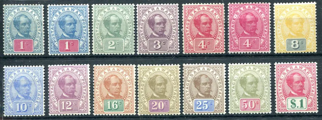 1899/1908 Charles Brooke set to $1, plus 1¢ & 4¢ ... Image 1++