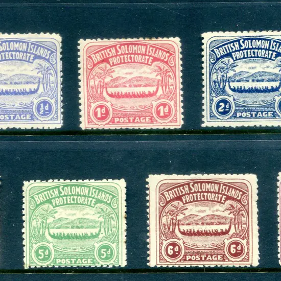 Solomon Is 1907 ½d to 1/- large Canoes set MLH ...