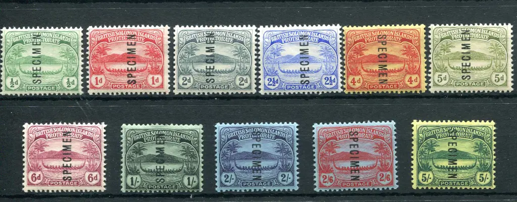 1908/11 ½d to 5/- small Canoes set of 7 ovptd ... Image 1++