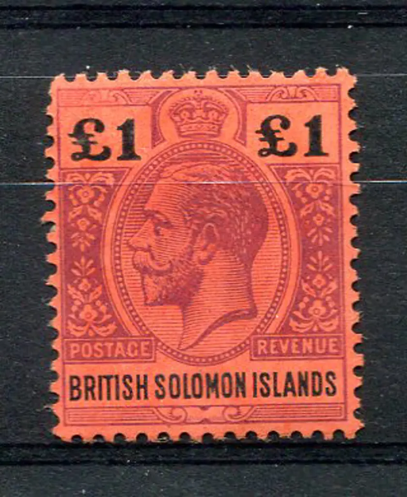 1914/23 £1 KGV purple & black on red. Fresh MVLH. ... Image 1++
