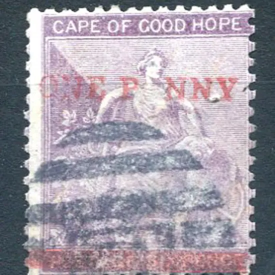 1874/76 "ONE P NNY" on 6d violet, CC wmk with ...