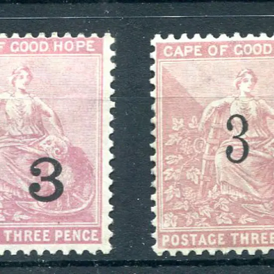 1880 "3" surcharges in both font 2 types on 3d ...