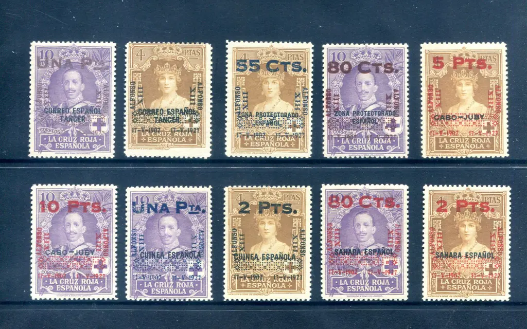 1927 Surcharged ovpts on Spanish Colonies set of ... Image 1++