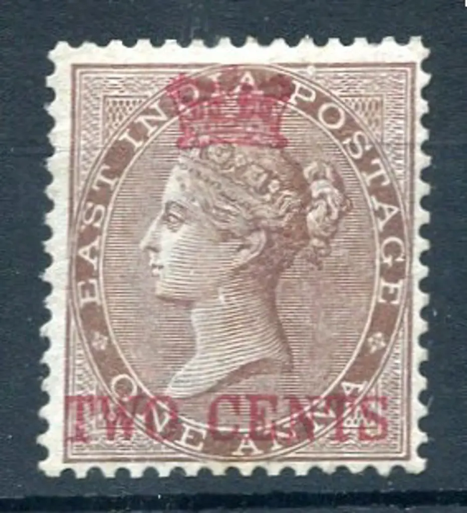Straits Settlement 1867 "TWO CENTS" surcharge on ... Image 1++