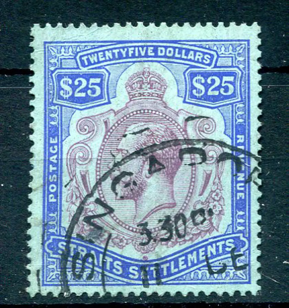 1921/33 $25 purple & blue on blue, script wmk. F/U ... Image 1++