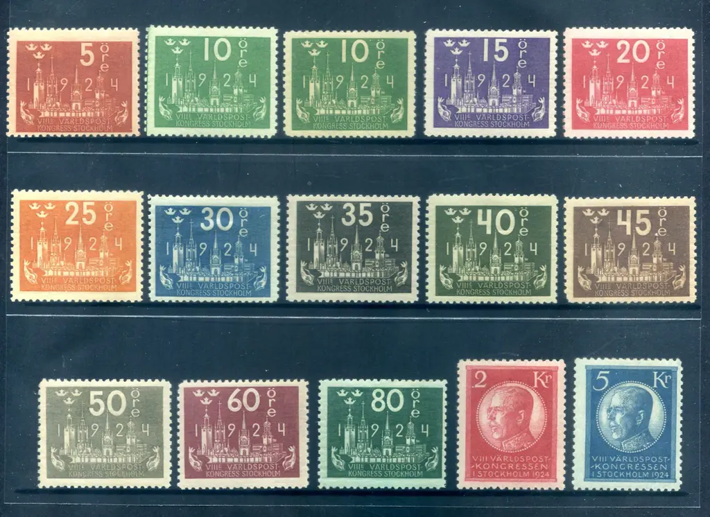 Sweden 1924 Post Congress set excl 1k. Fresh MLH. ... Image 1++