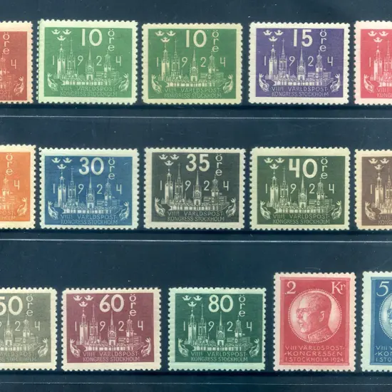 Sweden 1924 Post Congress set excl 1k. Fresh MLH. ...