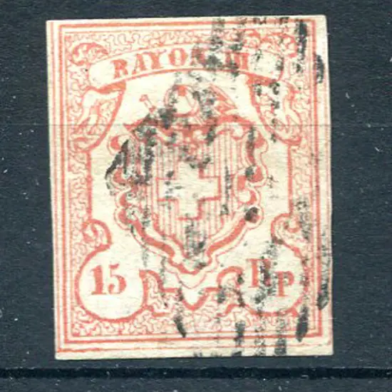 1852 15¢ "small figures" imperf with clear ...