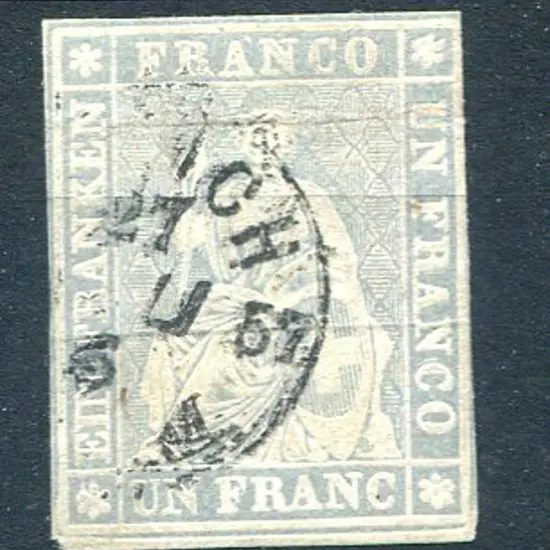 1854/62 1f grey-lilac with clear even margins & ...