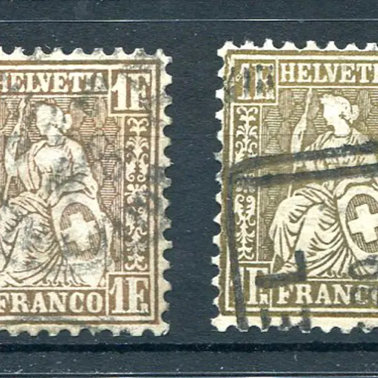 1862/64 1f bronze-gold with cds pmk & 1f gold with ...