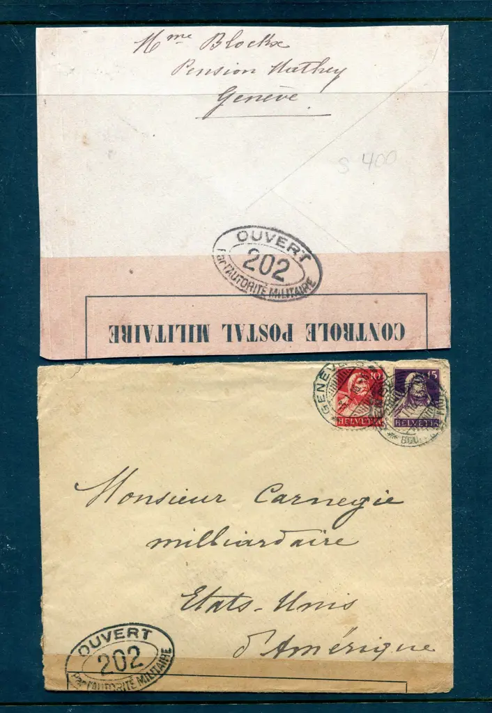 1916 (3rd Jan) Env addressed to "Monsieur Carnegie ... Image 1++