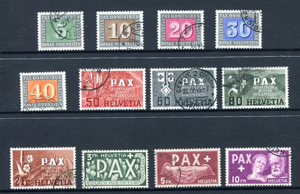1945 Peace set (excl 1f). Fine used with neat ... Image 1++