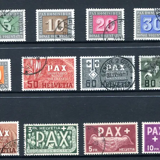 1945 Peace set (excl 1f). Fine used with neat ...