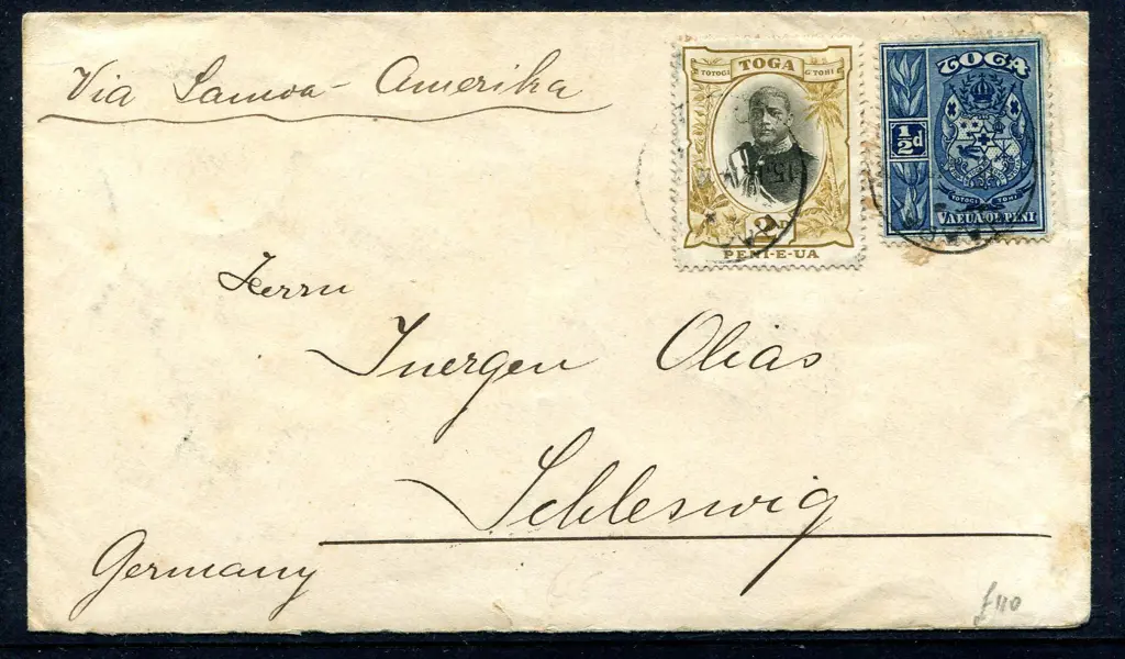 Tonga 1914 (15th Jan) Vavau to Schleswig cover ... Image 1++