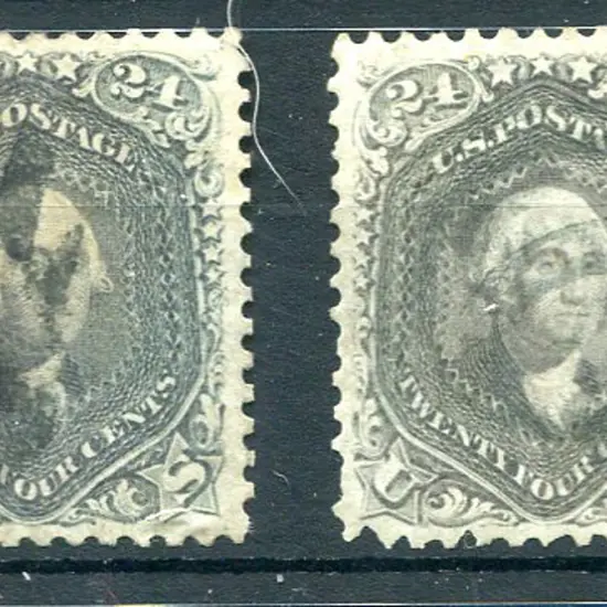 1862/66 24¢ Washington in 2 shades & fine used. SG ...