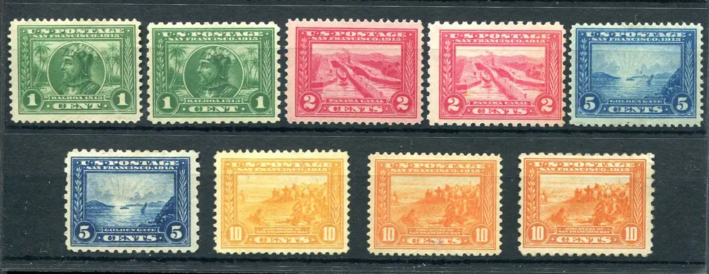 1915 Panama Pacific Expo set incl both perfs of ... Image 1++