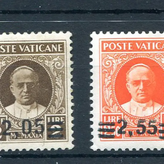 Vatican 1934 Pope Pius XI surcharges set of 6. ...