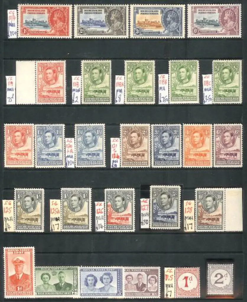 Bechuanaland KGV & KGVI MLH/MUH selection to 5/- ... Image 1++