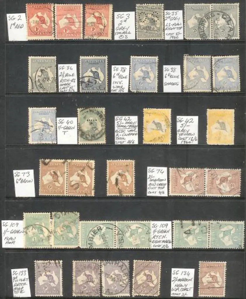 Kangaroos on Hagner with vals to 5/- (2). Cond is ... Image 1++