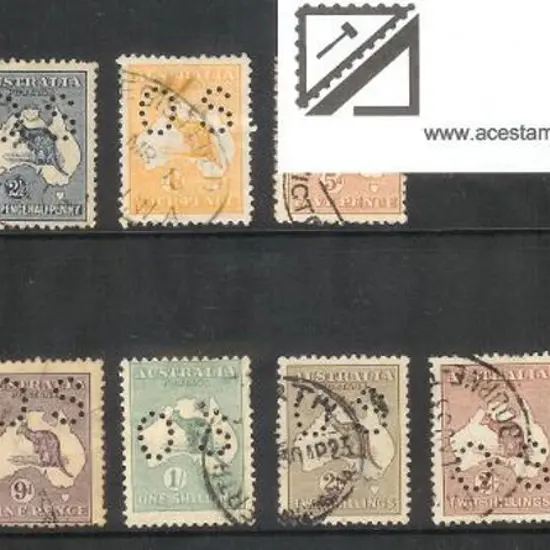 Kangaroos ½d to 10/- (ex 2d, 3d) all perf small ...