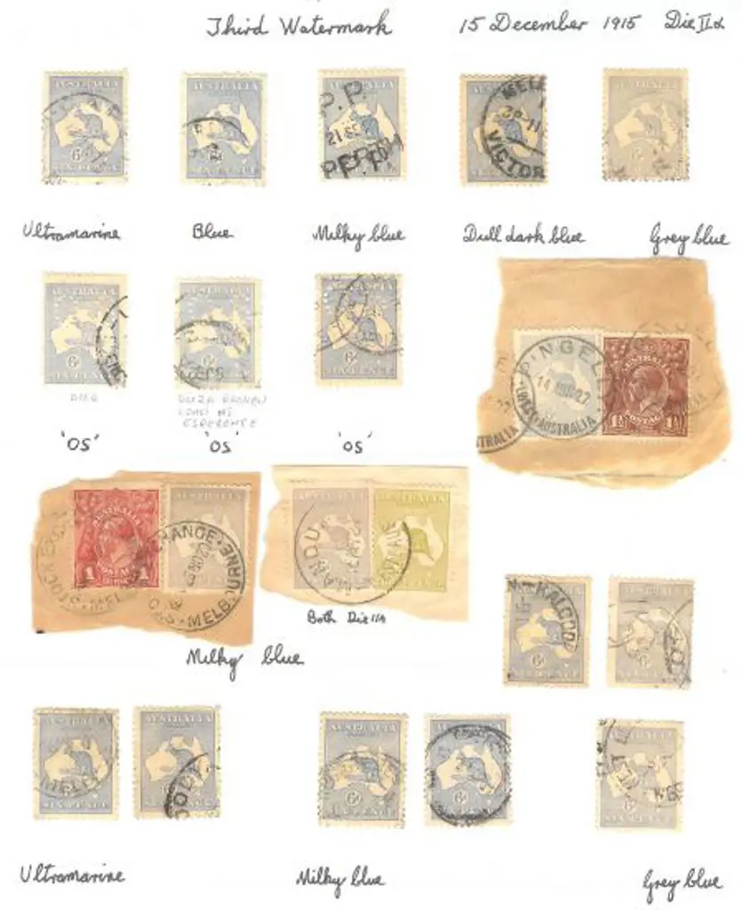 Kangaroos 6d blue study on leaves with 1913 1st ... Image 1++