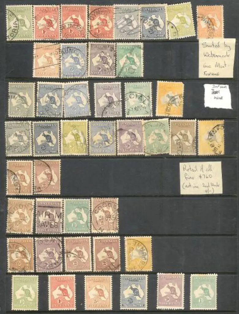 Kangaroos on 2 Hagners sorted by wmk. Incls. 10/- ... Image 1++