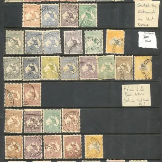 Kangaroos on 2 Hagners sorted by wmk. Incls. 10/- ...