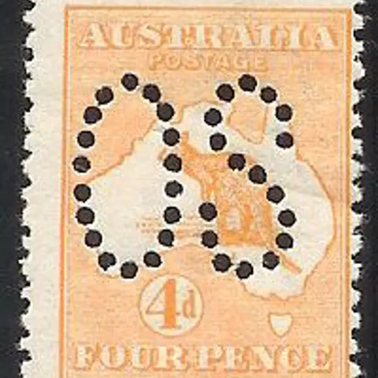 1913 4d orange kangaroo Die II perf large ''OS''. ...