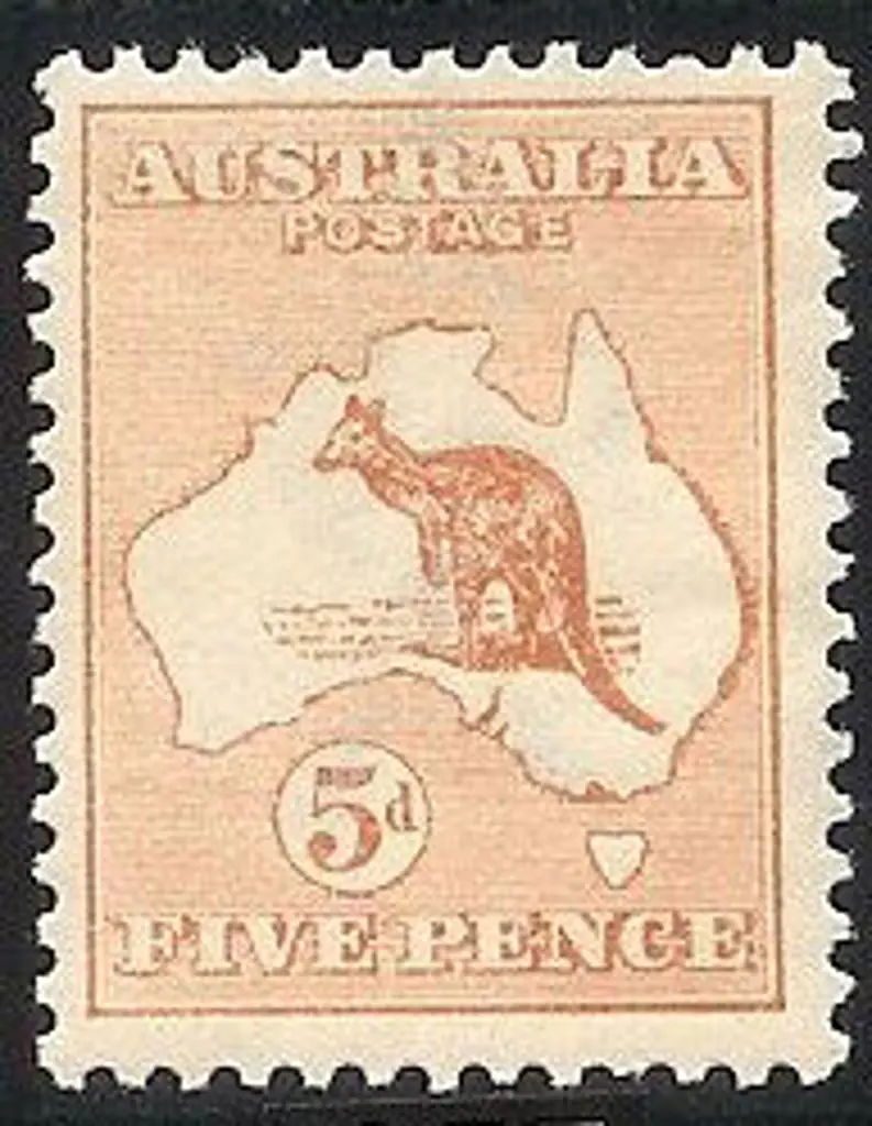 1913 5d chestnut kangaroo Die II. One shortish ... Image 1++