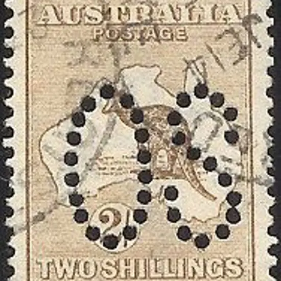 1913 2/- kangaroo perf large ''OS'' with light ...