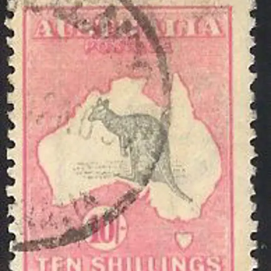 1918 10/- grey & aniline pink kangaroo good used. ...