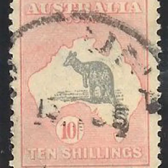 1932 10/- grey & pink kangaroo, well centred but ...