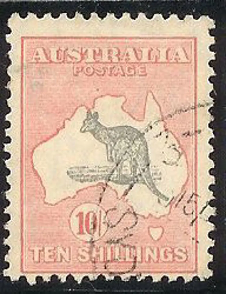 1932 10/- grey & pink kangaroo. Fine used but ... Image 1++